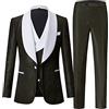 HJQSC Abiti da uomo Fit 3 Pezzo Spot Scialle Risvolto Blazer Gilet Pantaloni Set Abiti Formali Giacche Un Bottone, nero, XL