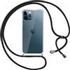 Pnakqil Cover per iPhone 12 Pro Max con Cordino, Trasparente Custodia con Laccio Tracolla Cellulare Girocollo Collana Protettiva per iPhone 12 Promax 6.7 Pollici, Nero