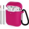 KOKOKA Custodia in Silicone Compatibile per AirPods 2 con Kit di Pulizia, Case Cover Protettiva in Premium Silicone per Airpods Seconda Generazione 2019 con Moschettone, Watermelon Red