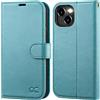 OCASE Custodia iPhone 15 Plus, Cover iPhone 15 Plus Interno TPU Antiurto Portafoglio [RFID Blocking] [Carta Fessura] [Supporto Stand] Custodie in Pelle per iPhone 15 Plus (6,7 Pollici) - Blu Ghiaccio