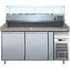 FORCAR Banco pizza con 2 porte e vetrina - cm 151 x 80 x 100 h
