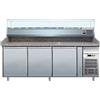 FORCAR Banco pizza con 3 porte - Vetrina - cm 202 x 80 x 100 h
