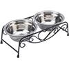 YOUTHINK Ciotole Rialzate per Cani,Ciotola Doppia con Supporto Retro Ciotole in Acciaio Inossidabile per Cani e Gatti Diametro di Ciotole: Circa 13 cm