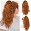 PORSMEER Extension a coda di cavallo, ciocche arancioni con fermaglio, lunghezza 45 cm, ondulate, capelli ricci, clip in artiglio, capelli sintetici naturali per donne