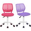 Homy Casa Set di 2 sedie da scrivania girevoli regolabili in tessuto sedia da ufficio ergonomiche senza braccioli, rosa e viola