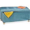 Relaxdays Pouf con Contenitore Vassoio, HxLxP: 34x76x38 cm, Sgabello Portaoggetti Salvaspazio, Panca, Velluto, Turchese