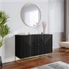 DEGHI Madia 120x80 cm in legno di mango nero cannettato e metallo oro - Dunkel