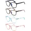 MODFANS Occhiali da Lettura Donna,Anti Luce Blu,Occhiali Square Ultraleggeri con Cerniere a Molla,Visione Chiara,con Custodia