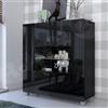 Garnero Arredamenti Vetrinetta design moderno soggiorno 100x107cm 2 ante vetro nero lucido CORALE