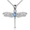 VONALA Collana con libellula in argento Sterling Pietre: luna/agata/muschio/cristallo blu/turchese/acquamarina Ciondolo libellula gioielli regalo per donna