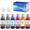 SHUOLEI GI-53 GI53 Compatibile Bottiglie d'inchiostro da stampa GI-53 GI53 Compatibile per Canon Pixma G650 G550 (6-Pack,Nero Ciano Magenta Giallo Rosso Grigio)