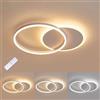 MOUNM Plafoniera LED Soffitto Dimmerabile 3000K-6000K, Lampadario Soggiorno, 36W 3600lm Alluminio, Camera da Letto con Telecomando, Salone da Due Cerchi