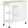 HOMCOM Carrello da Cucina Classico con Cassetti e Ruote Mobiletto Cucina in Legno Salvaspazio 89x40x84cm