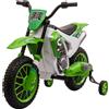 HOMCOM Moto da Cross Elettrica per Bambini 3-5 Anni, Batteria 12V Ricaricabile e Rotelline Rimovibili, 106.5x51.5x68cm, Verde|Aosom