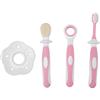 Zerodis Set di spazzolino da denti per bambini, morbido, massaggiagengive per neonati, cura dentale, pulizia della lingua (rosa)