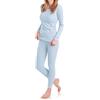 MT Set da sci e biancheria termica da donna, biancheria intima calda a maniche lunghe con interno morbido, blu ghiaccio, L