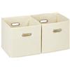 Relaxdays Set da 2 Cestini Porta-Oggetti, senza Coperchio con Manico, Pieghevole, Ceste Quadrate di Stoffa, 30 cm, Beige