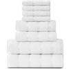 GC GAVENO CAVAILIA Gaveno Cavailia Set 8 Asciugamani da Bagno Spugna Cotone Egiziano Idea Regalo Telo Viso Doccia Bianco