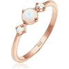 Elli Anelli Donne Banda Geo Vintage Tendenzia con Opale Sintetico in Argento Sterlino 925