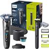 Philips Shaver Series 7000 - Rasoio elettrico Wet & Dry con tecnologia SkinIQ cromato scuro con rifinitore a scomparsa, Quick Clean Pod e cartuccia, OneBlade Philips (modelli S7887/78 e QI1864/20)