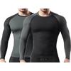 HomyComy Maglia a Compressione Uomo Maniche Lunga T-Shirt Running Maglia Sportiva da Ciclismo Fitness Nero Bianco L