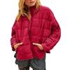 GeGekoko Giacca invernale leggera da donna Packbar, oversize, trapuntata corta, con chiusura lampo, impermeabile, Colore: rosso, S