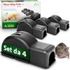 GARDIGO® Trappola per Topi - Confezione da 4 | Trappole Topi a Scatto - Nascosta in Involucro di Plastica | Sicura per Animali Domestici | Riutilizzabile, Igienica | Soluzione Efficace contro Roditori