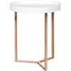 WOHNLING Tavolino design bianco/rame ø 40 cm Tavolo vassoio di legno metallo | Tavolino moderno con vassoio tavolino | Tavolino rotondo