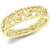 CARISSIMA Anello fascia foglie aperte con taglio diamantato da donna in oro giallo 9 ct