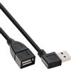 InLine® 34618R Smart - Cavo prolunga USB 2.0 ad angolo retto da maschio a femmina, tipo A, 2 m, colore: Nero