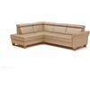 CAVADORE Ammerland - Divano angolare in pelle con pouf, 245 x 84 x 194 cm, colore: Beige