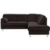 CAVADORE Belfast - Divano ad angolo destro con ottomana e angoli imbottiti, 243 x 88 x 218, in microfibra, colore: Nero