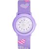 s.Oliver Orologio da polso Ragazze Bambini Orologio al quarzo Analogico, con Cinturino in tessuto, viola, 3 bar impermeabile, viene fornito in scatola regalo orologio, 2036750