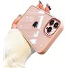 SUYGGCK Custodia protettiva protettiva in metallo trasparente per iPhone 14 13 12 11 Pro Xs Max custodia protettiva antiurto in silicone per iPhone 14 Plus, rosa