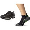 CMP Rigel Low Trekking Shoe WP, Scarpe Sportive Indoor, Uomo, Nero (Nero-Grey), 47 EU+ 3I97077, Calzini Uomo, Antracite, 46/48, Antracite, 46/48