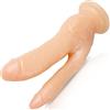Future of your pleasure Sensual Dildo Doppio di Alta Qualità Sex Toy per Doppia Stimolazione Vaginale e Anale Dildo Large con Ventosa Anale Elastico Impermeabile Doppia Testa di 18cm e 13cm dildi FOPS D26-6