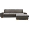 CAVADORE Divano ad angolo Lexi in stile country, divano a forma di L, con sedia a sdraio XXL destra e nucleo a molla, con regolazione testiera, 275 x 82 - 99 x 173, tessuto piatto: grigio chiaro