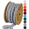Halbach Seidenbänder Cordoncino di cotone riciclato, larghezza 10 mm/lunghezza 4 m, filato di cotone sostenibile per macramè, corda naturale per fai da te, colore: grigio
