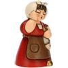 THUN - Donna con Pesce in Ceramica Decorata a Mano, Colore Rosso, Linea Presepe Classico, Decorazioni Natale Casa, 5x4.6x8.2 cm h