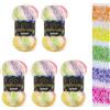 Wollbiene 5 gomitoli di lana Splash Batik da 100 g, 500 g, con sfumatura, anti-pelucchi, multicolore, per tutto l'anno (7000)