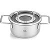 Fissler Pure Collection - Pentola in acciaio inox (diametro 16 cm, 1,9 L) con coperchio in vetro, scala graduata interna, compatibile induzione