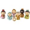DRW Mistero Bambino Nascita Occhi sporgenti 7 Pezzi Colorati con Re e Angelo in Resina Dipinto a Mano 4,5 cm Altezza