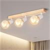 ANWIO Faretti da Soffitto Orientabili,Faretti da Muro,Plafoniera Soffitto con 3 Lampadine LED Attacco E27,Applique da Parete,Base di Legno,Lampadario per Negozio,Cucina (Lampadine Escluse) EUC-EA1908