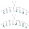 Qinglele 2Pcs Grucce per asciugare, in acciaio inox, con 8 mollette per biancheria intima, calzini, reggiseni, mutandine, antivento, per rimuovere rapidamente i vestiti dal gancio, verde