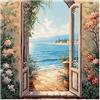 cukol cukol Kit Punto Croce Paesaggio Marino, Schemi Quadri Set Ricamo Punto Croce Kit da Ricamare Principianti Starter Prestampato Stampato Completo Bambini Cross Stitch Embroidery Ricami 46 x 46 cm