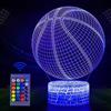 QIANLAINIAO Pallacanestro Luci Notturna 3D, Lampada del Buonumore tattile a Illusione Ottica a LED con Telecomando, Regali Giocattolo per Bambini Ragazzi Uomini, 16 Colori che Cambiano per l'arredamento Della