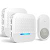 SURFOU Campanello Senza Fili Da Esterno Impermeabile Wireless 300M Distanza Trasmettitore Casa interno 2 Ricevitore per gli Anziani 55 Suonerie includere il Natale 5 Volumi e Indicatori LED (Bianco)