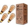 greenandco 4x Lampadina Vintage Edison LED | E27 ST64 | ambra | 4W 200lm | 1800K luce extra calda | 320° | 230V | nessun sfarfallio | non dimmerabile
