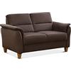 CAVADORE Divano a 2 posti Palera con anima in piuma/divano compatto a due posti in stile rustico/poltrona e sgabello coordinati opzionali/149 x 89 x 89 cm/microfibra marrone chiaro