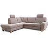 CAVADORE Wisconsin - Divano ad angolo con 2 poggiatesta, stile rustico, gambe in legno di faggio, microfibra effetto pelle, dimensioni: 248 x 88 x 215 cm (L x A x P), colore: grigio scuro